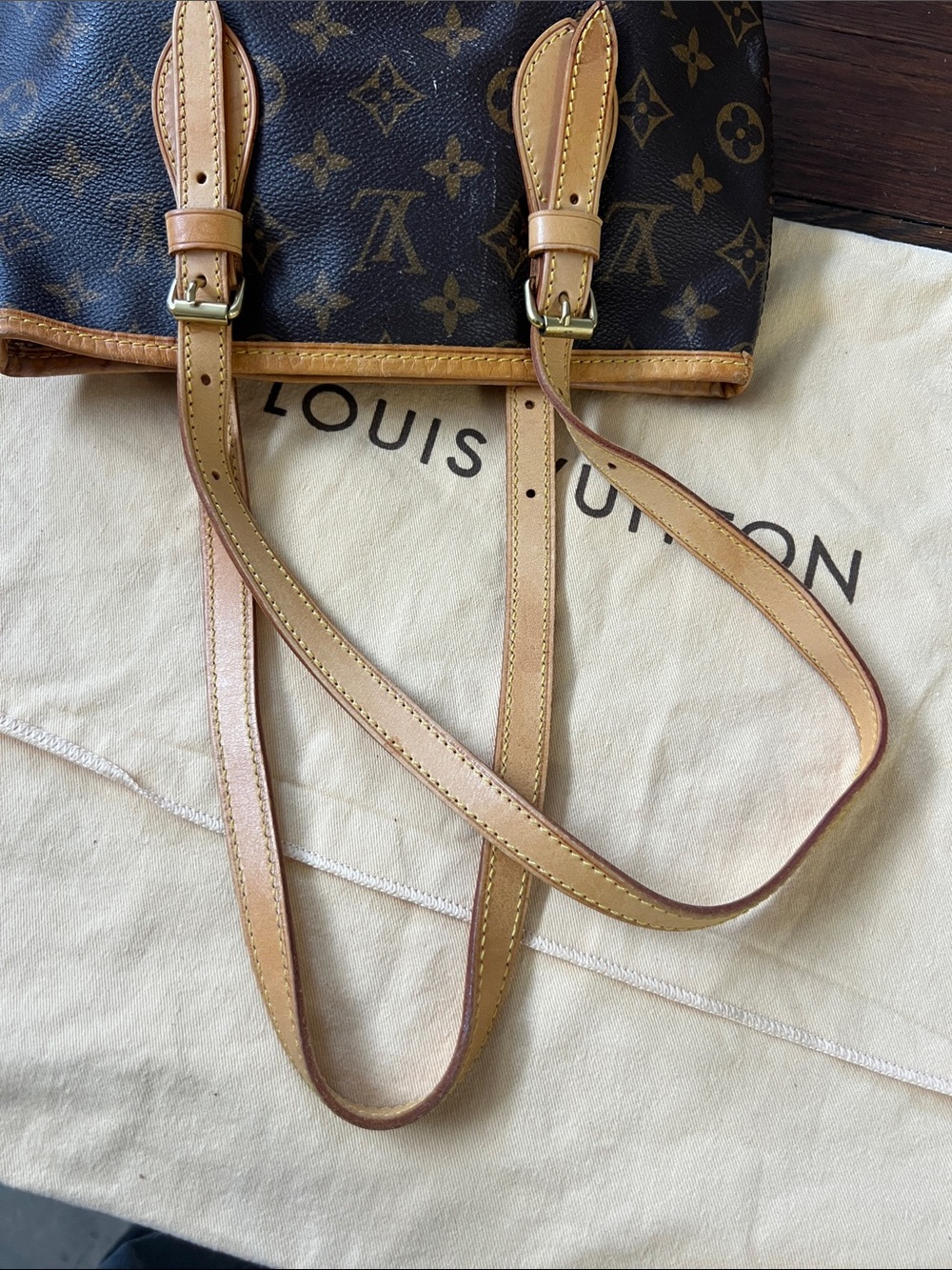 Louis Vuitton Monogram Canvas Bucket Tote in Brown and Tan Leather - Picture 10 of 12
